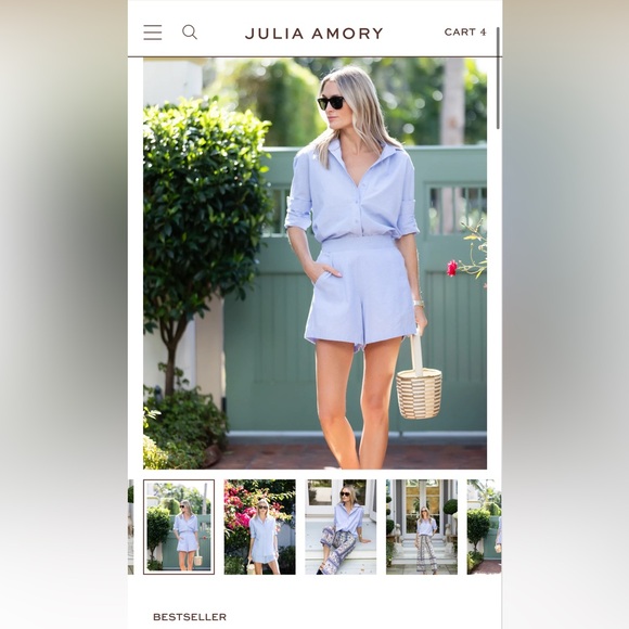 Julia Amory Pants - Julia Amory Blue Oxford Cabana Shorts Small New With Tags!